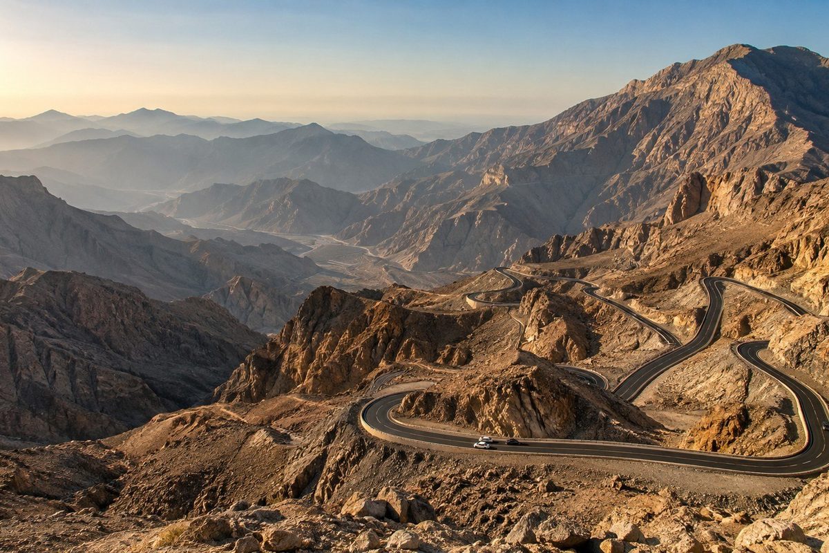 Dwie godziny od Dubaju zaczyna się inny kraj: kaniony gór Hajar, serpentyny klasy alpejskiej i tyrolka z rekordem Guinnessa — Jebel Jais w praktyce.