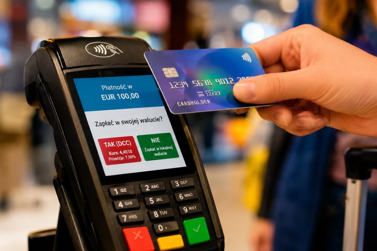 Terminal „uprzejmie" proponuje obciążenie w złotówkach — i właśnie zabrał ci 5% — anatomia DCC, przewalutowań i bankomatów: jak nie oddawać bankom dziesięciny.